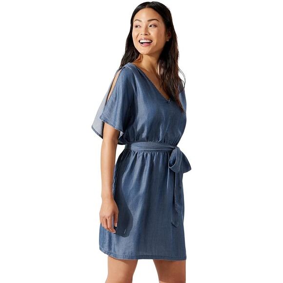 Tommy Bahama Chambray Split Shoulder Dress Medium NWT (b42) - Picture 1 of 8